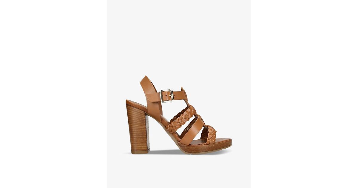 Carvela Kurt Geiger Krill Woven Strap Heeled Leather Sandals in Brown Lyst UK