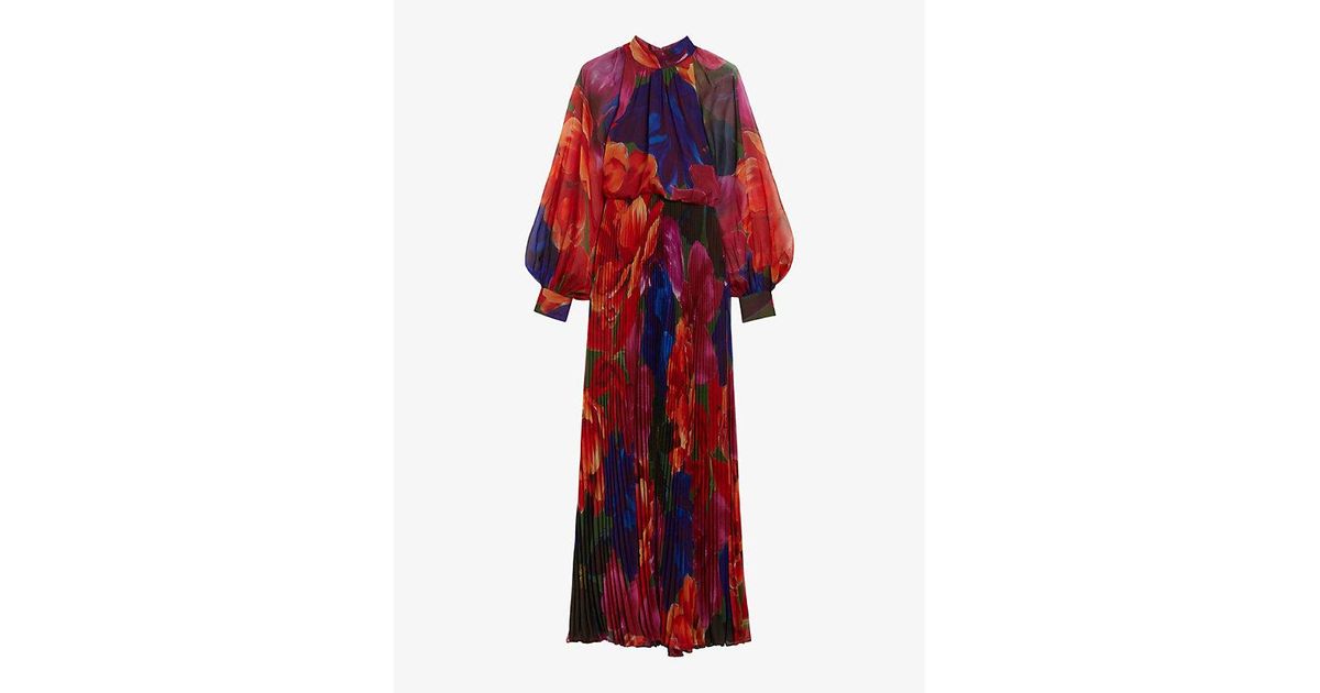 strapless open back dress Floral Print Pleated Maxi Shirt Dress | Ceiba