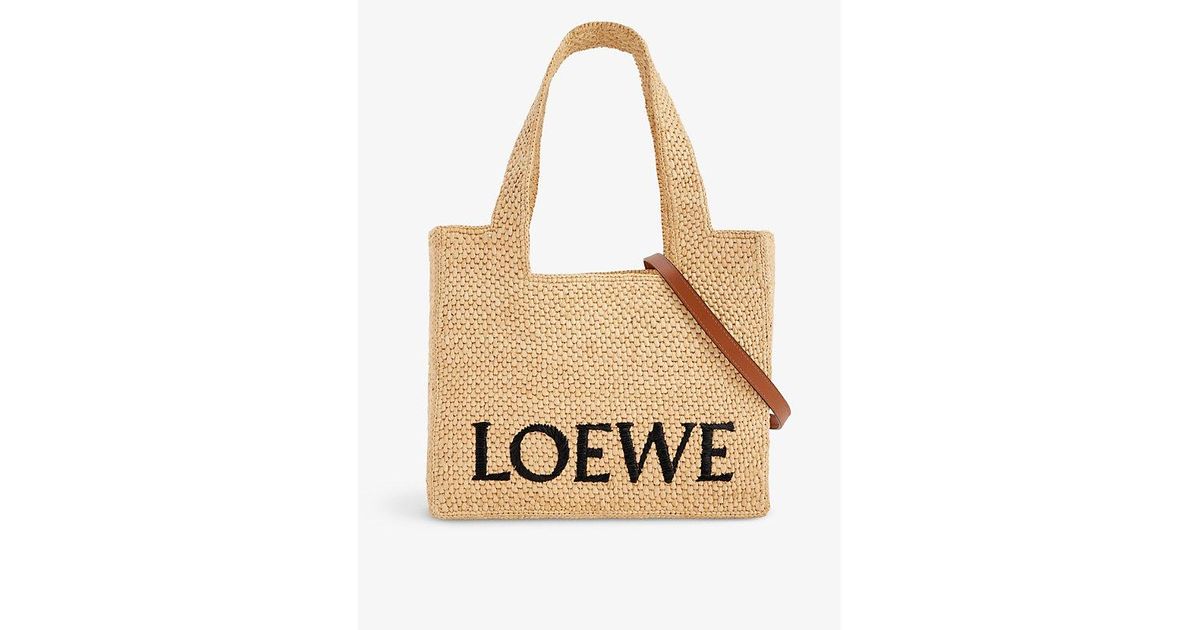 Loewe Brandembroidered Straw Tote Bag in Natural Lyst