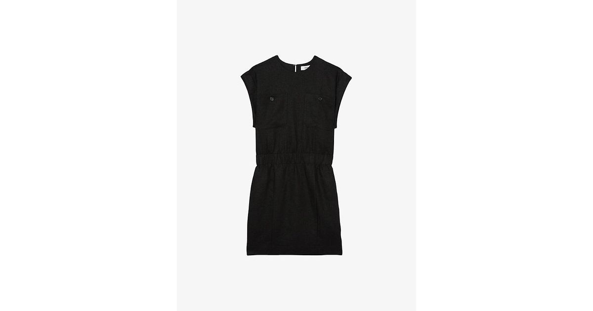 【海外限定】REISSドレス☆Karly Linen Short Sleeve Mini Dress REISS Karly Linen Short-Sleeve Mini Dress in Black | endource
