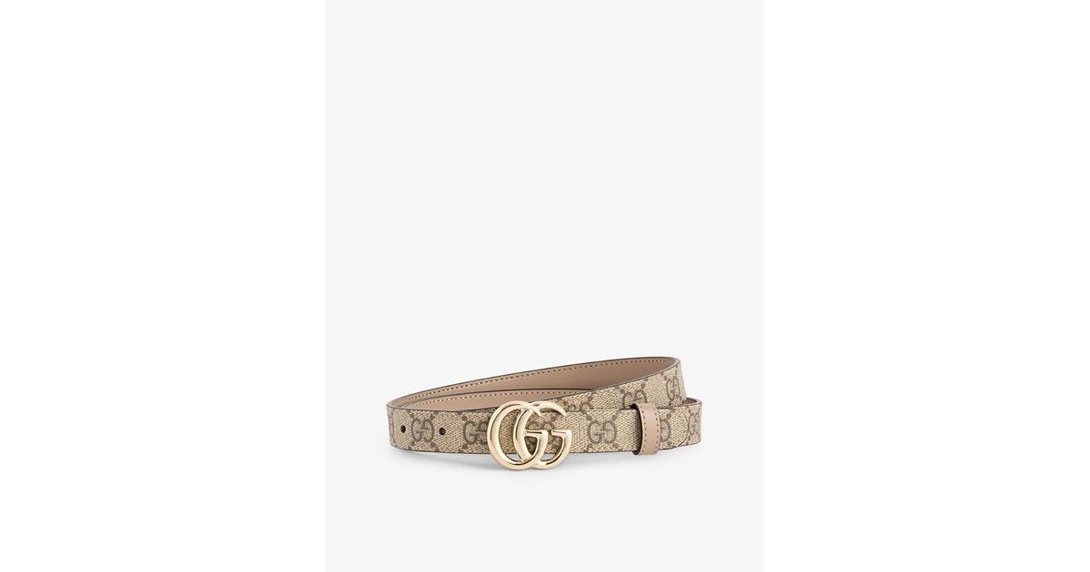 Gucci Women's GG Marmont Coated Canvas Belt Beige