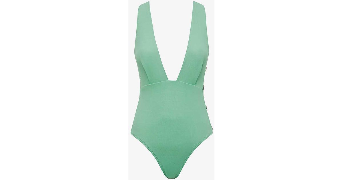 Reiss Orla Plungeneck Swimsuit in Green Lyst UK