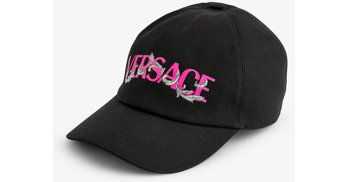 Versace Logo-embroidered Baroque Cotton Baseball Cap in Black for Men ...