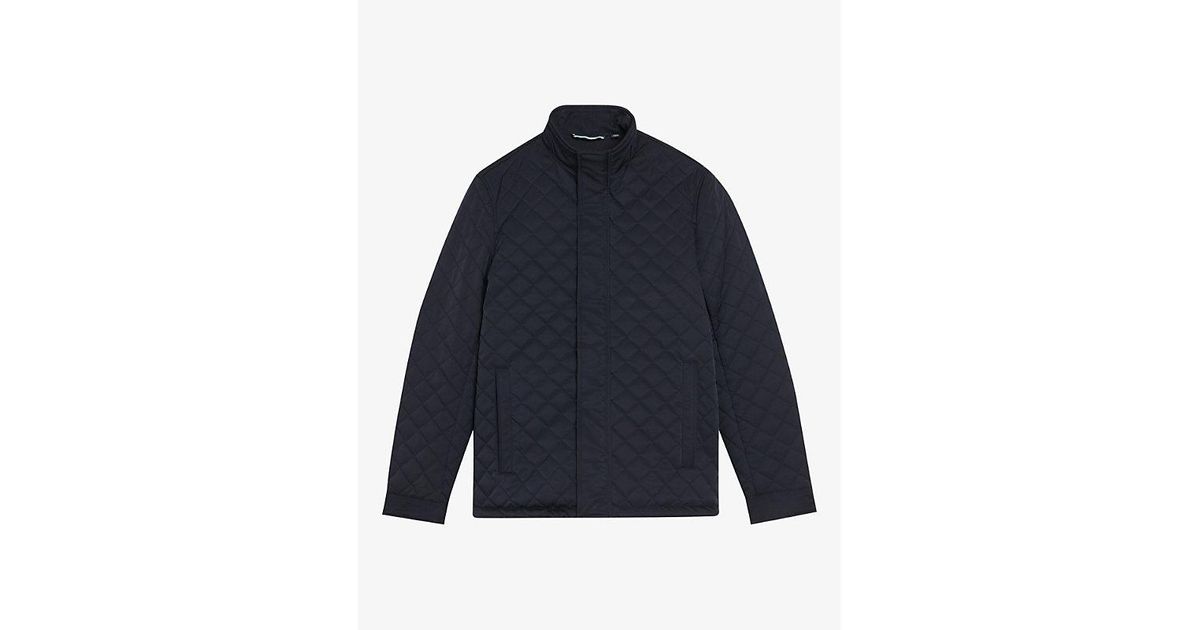 Ted Baker Diamondquilt Funnelneck Shell Jacket in Blue for Men Lyst
