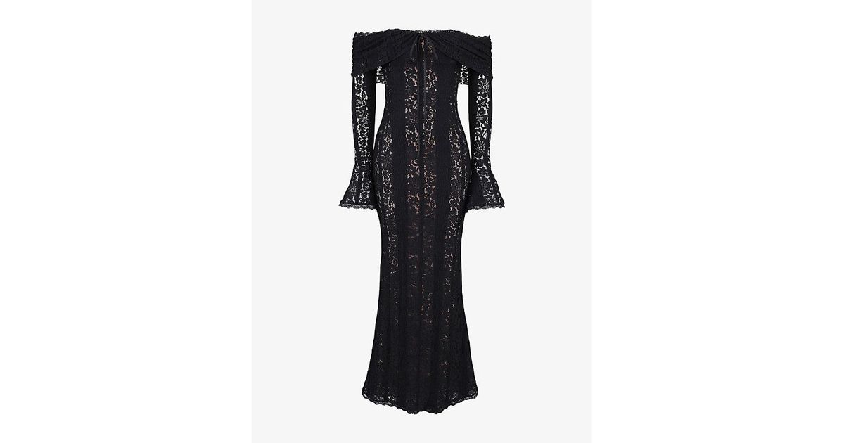 chinese dress ladies Belle Vintage Floral Lace Off Shoulder Maxi Dress - Cream white main image 1