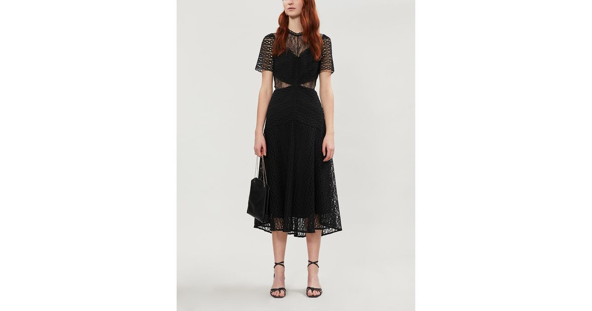 Sandro Panelled Guipure Lace Dress in Black | Lyst