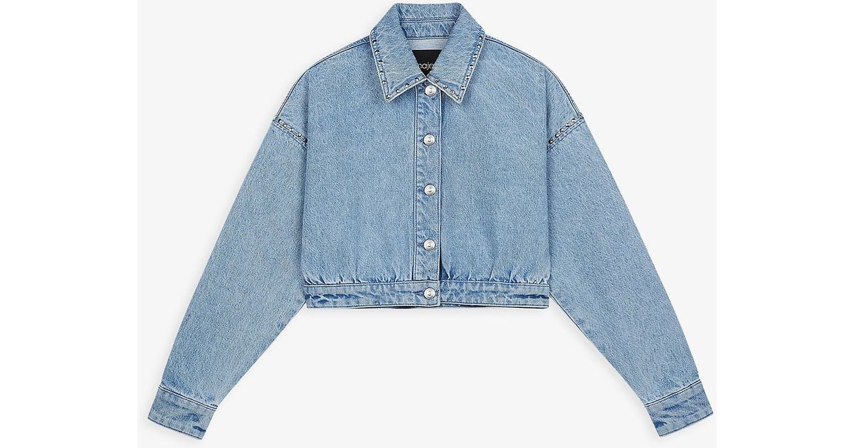 Maje Bedrio Cropped Denim Jacket in Blue | Lyst Canada