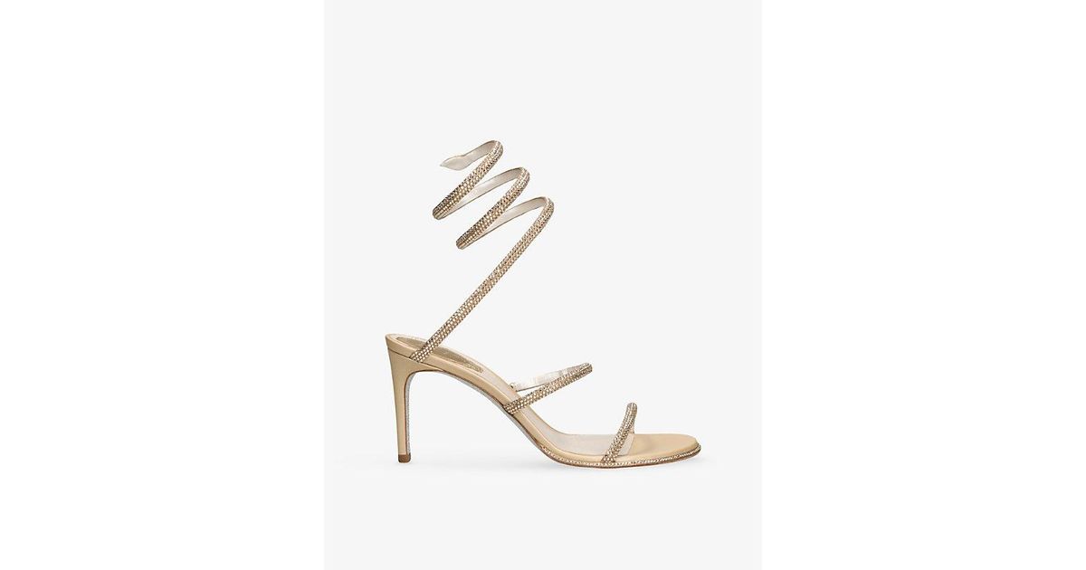 Rene Caovilla Cleo 80 Leather Heeled Sandals in Metallic | Lyst