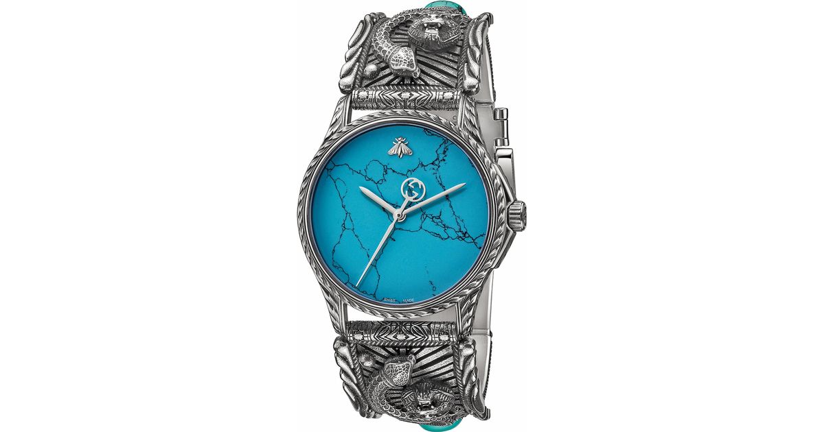 Gucci Marche Des Merveilles Stainless Steel And Turquoise Watch in 
