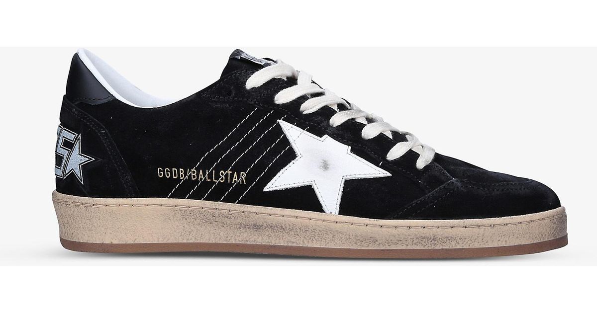 Golden Goose Ballstar Distressed Suede Low-top Trainers in White for ...