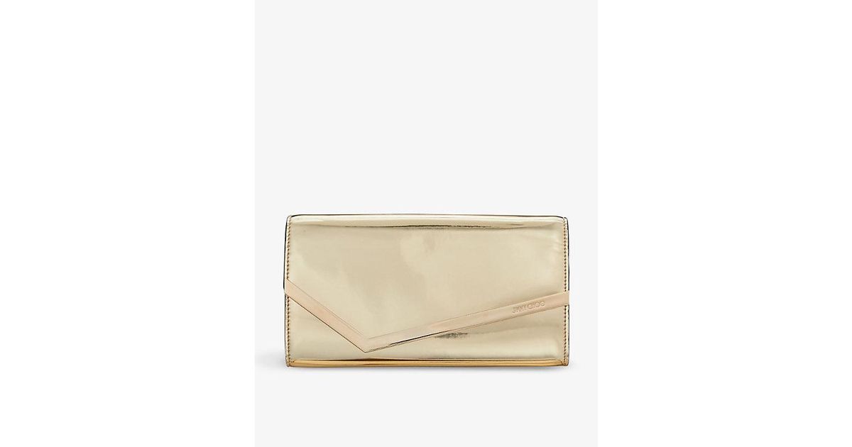 Jimmy Choo Emmie Mirrored-Fabric Clutch in Natural | Lyst
