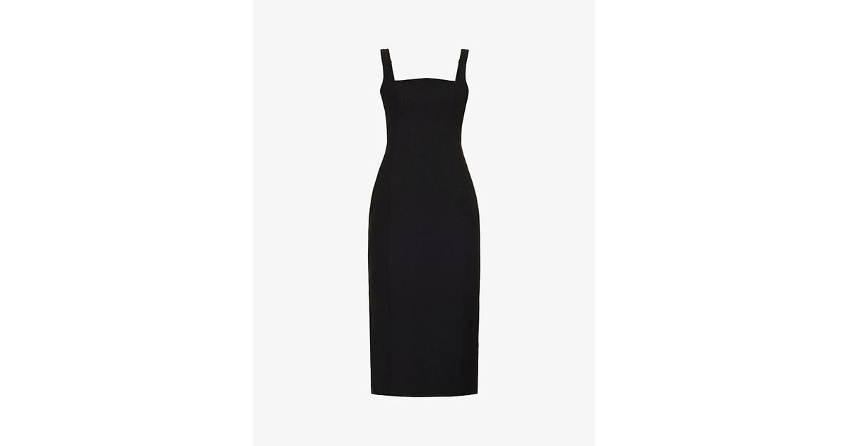 Camilla & Marc Ilona Square-neck Stretch-woven Midi Dress in Black | Lyst