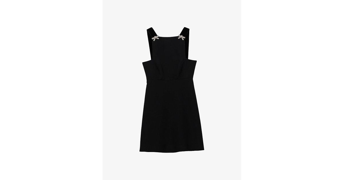Prada Embroidered Cady Woven Mini Dress in Black | Lyst