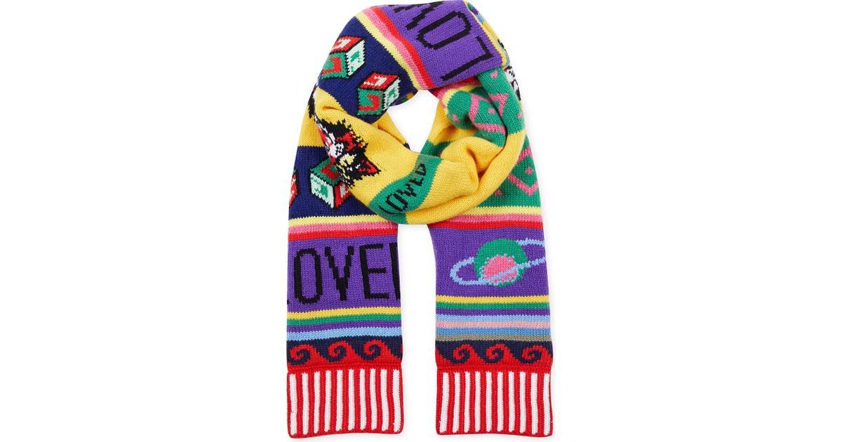 gucci striped wool scarf