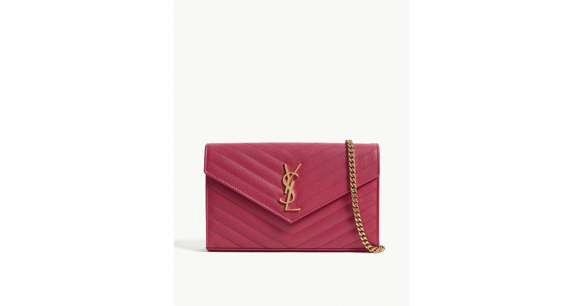 saint laurent wallet on chain pink