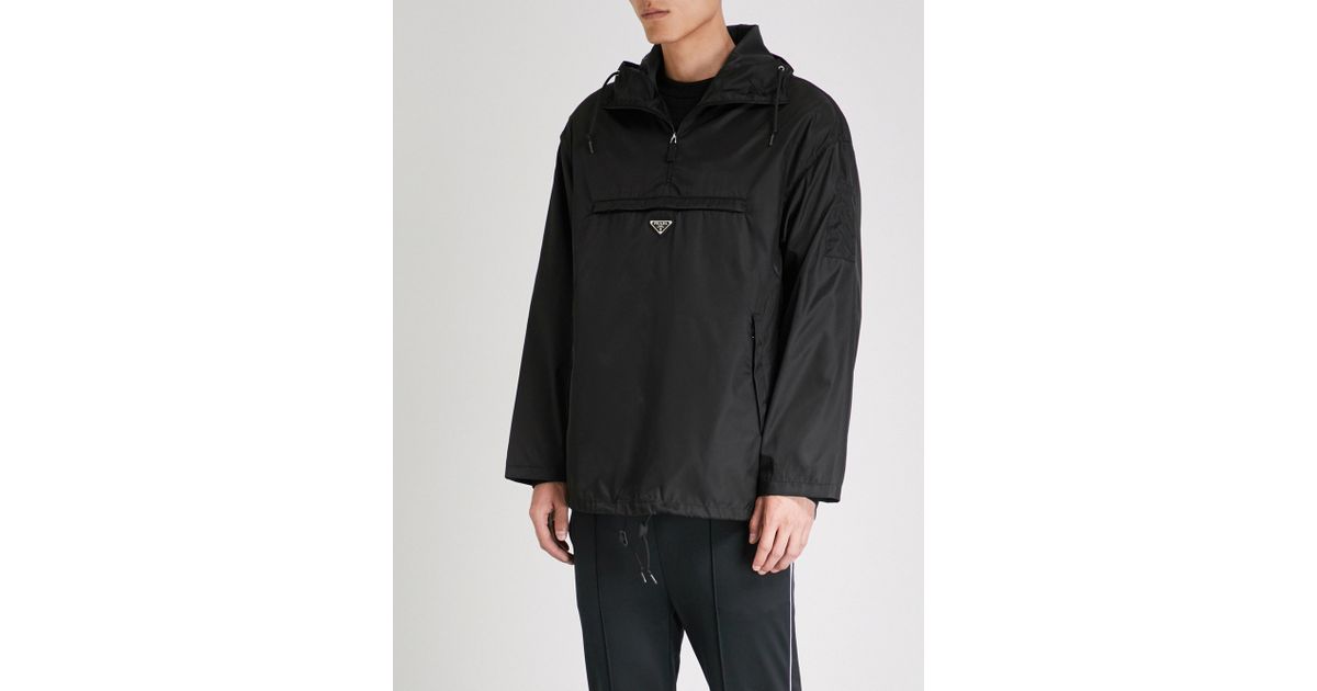 Prada Half-zip Nylon Parka in Black for Men | Lyst