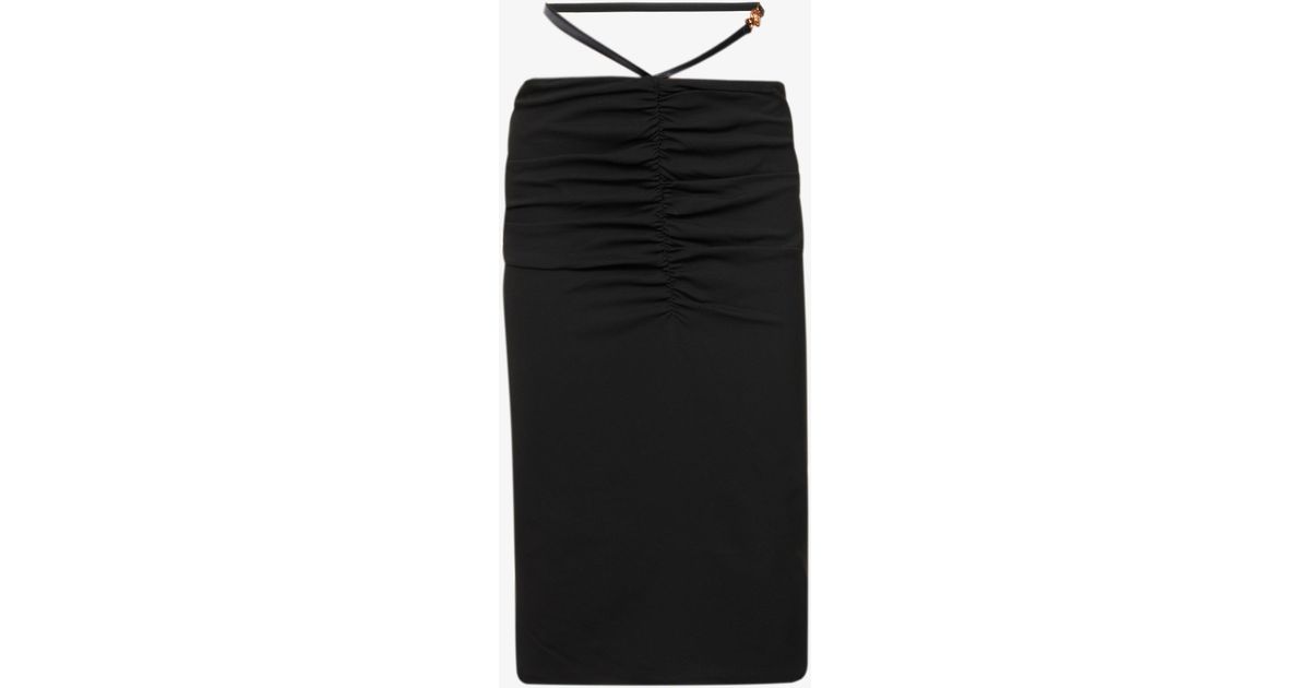 Versace Synthetic Medusa-charm Belted Stretch-woven Midi Skirt in Black ...