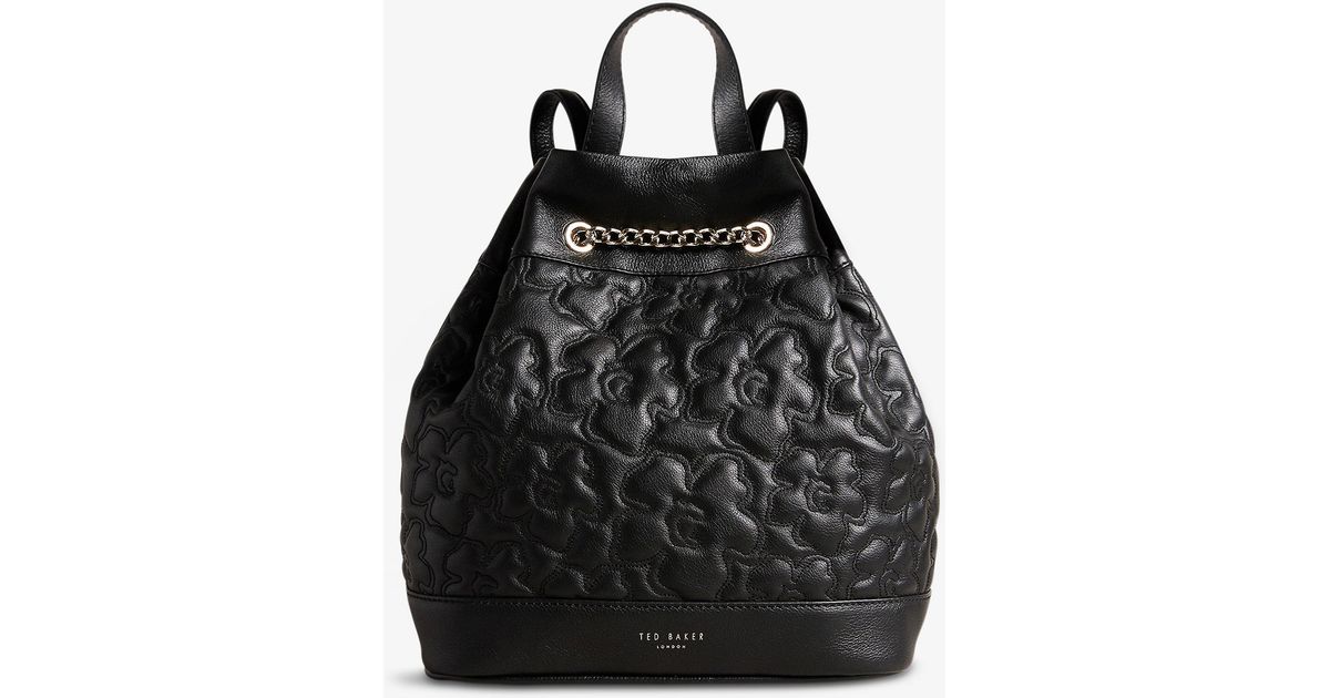 Ted Baker Ayssan Magnolia-quilted Leather Backpack in Black | Lyst