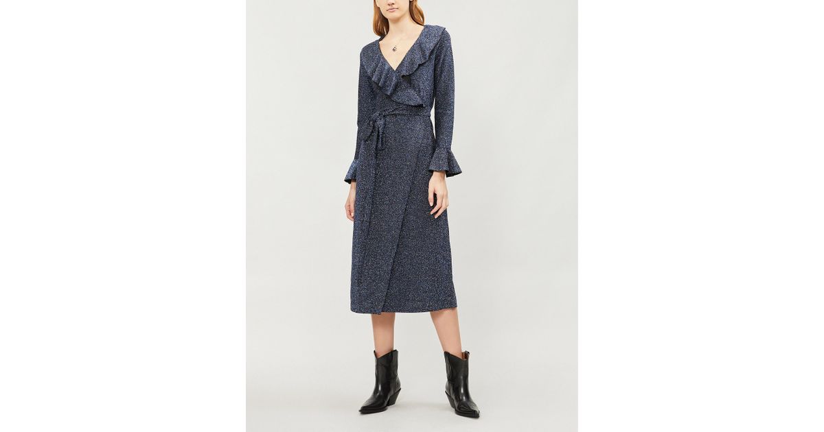 one more time lurex wrap dress