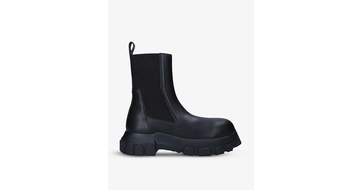 Rick Owens Bozo Tractor Leather Chelsea Boots in Black for Men | Lyst UK