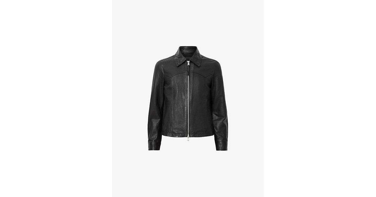 AllSaints Nellcot Panelled Leather Jacket in Black for Men | Lyst