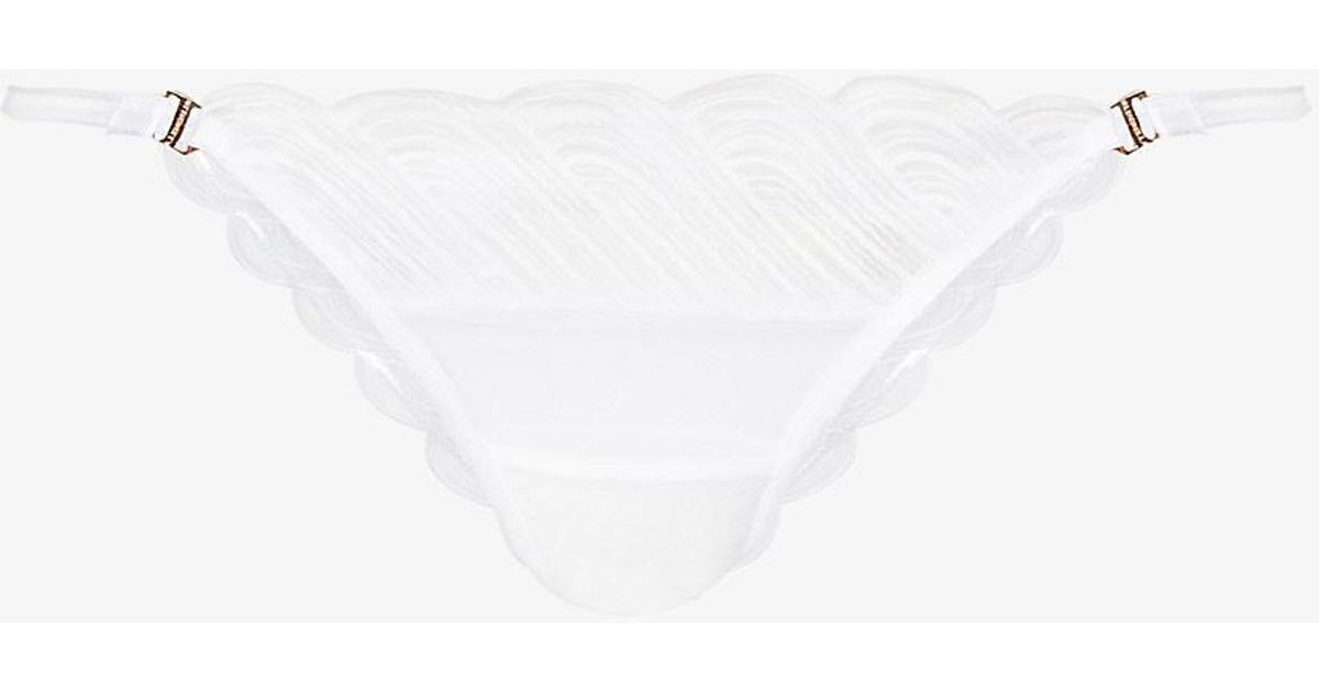 Bluebella Synthetic Lucinda Embroidered Stretchmesh Briefs in White Lyst