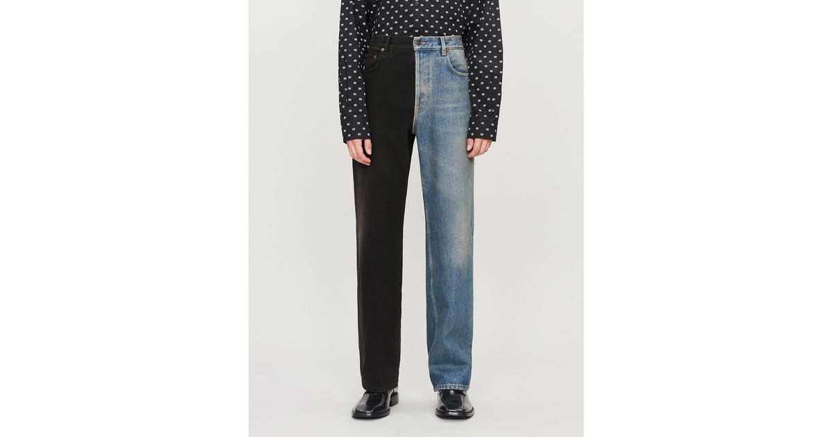 Balenciaga Two-tone Wide Jeans in Blue for Men | Lyst