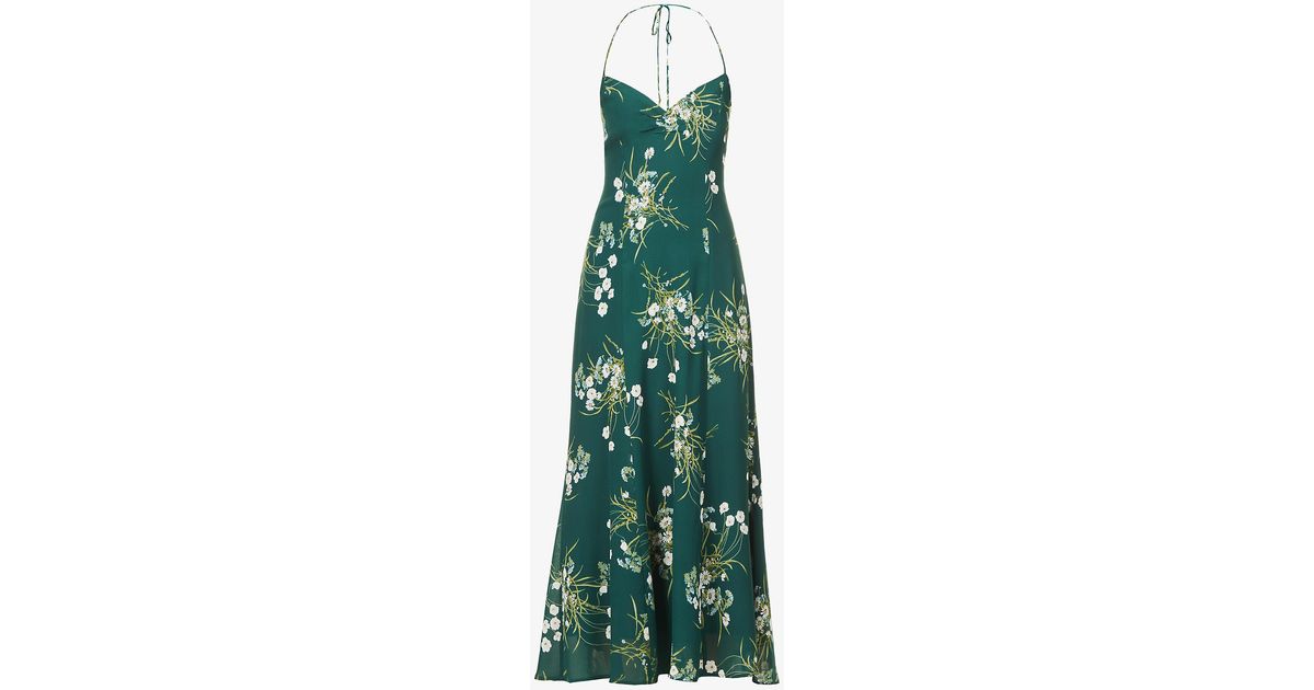 Reformation Tova Floral-print Crepe Midi Dress in Green | Lyst UK