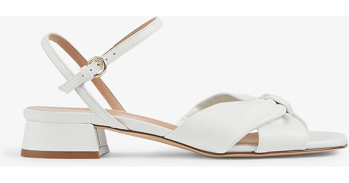 LK Bennett Lina Knotted Block-heel Leather Sandals in White | Lyst