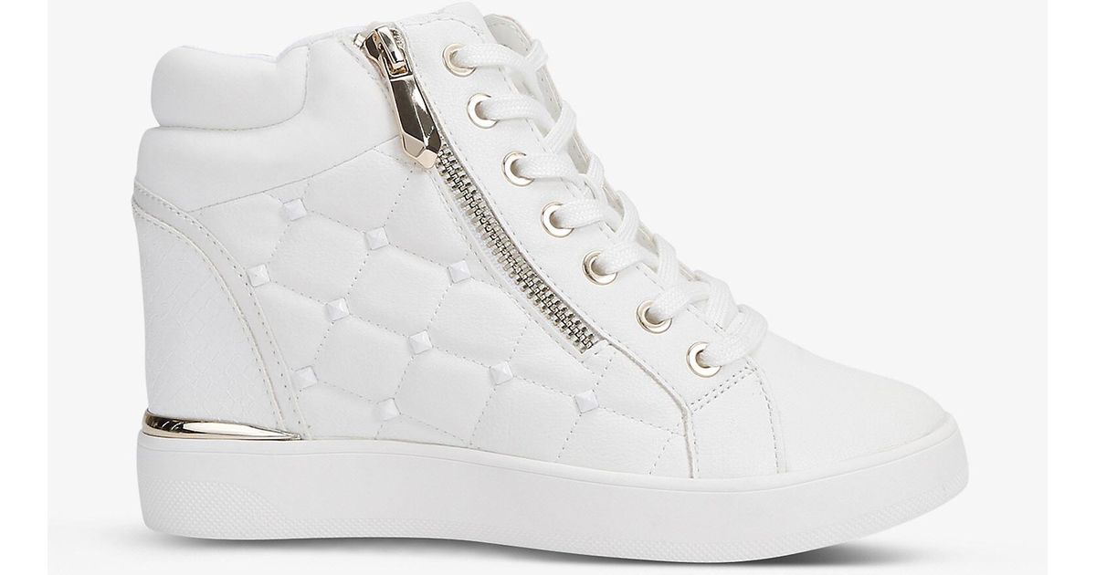 ALDO Ailannah Quilted Heeled Faux-leather Trainers in White | Lyst