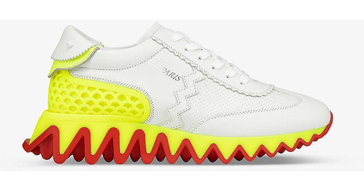Christian Louboutin Loubishark Donna Leather Midtop Trainers in Yellow