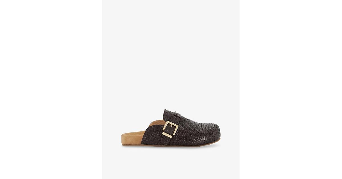 woven leather clogs