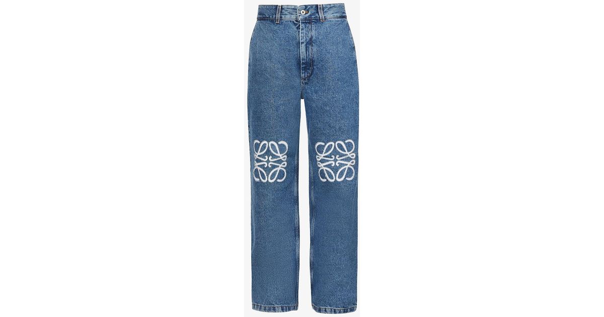 Loewe Anagram-print Wide-leg High-rise Denim Jeans in Blue | Lyst
