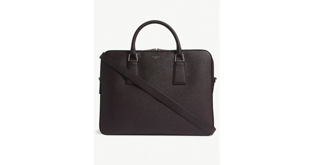 sandro saffiano leather briefcase