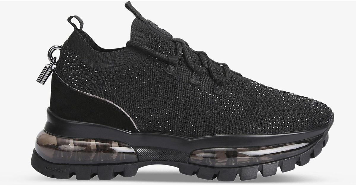 Carvela Kurt Geiger Rubber Lock Bubble Jewelembellished Knitted Lowtop Trainers in Black