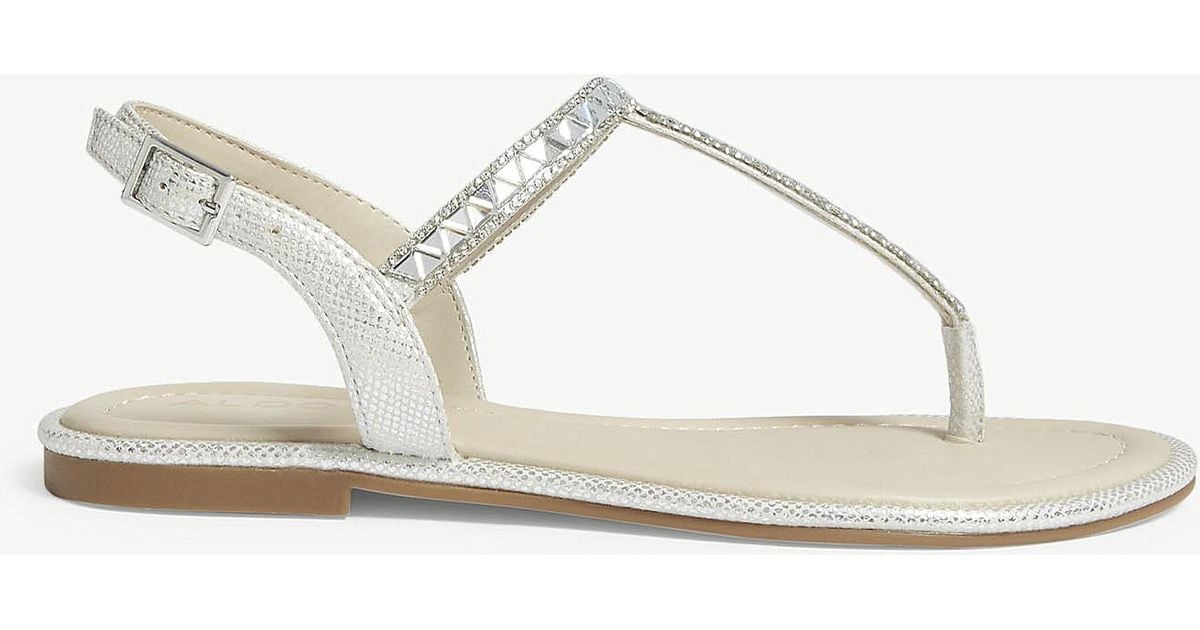 ALDO Sheeny Embellished Flat Sandals in Metallic | Lyst