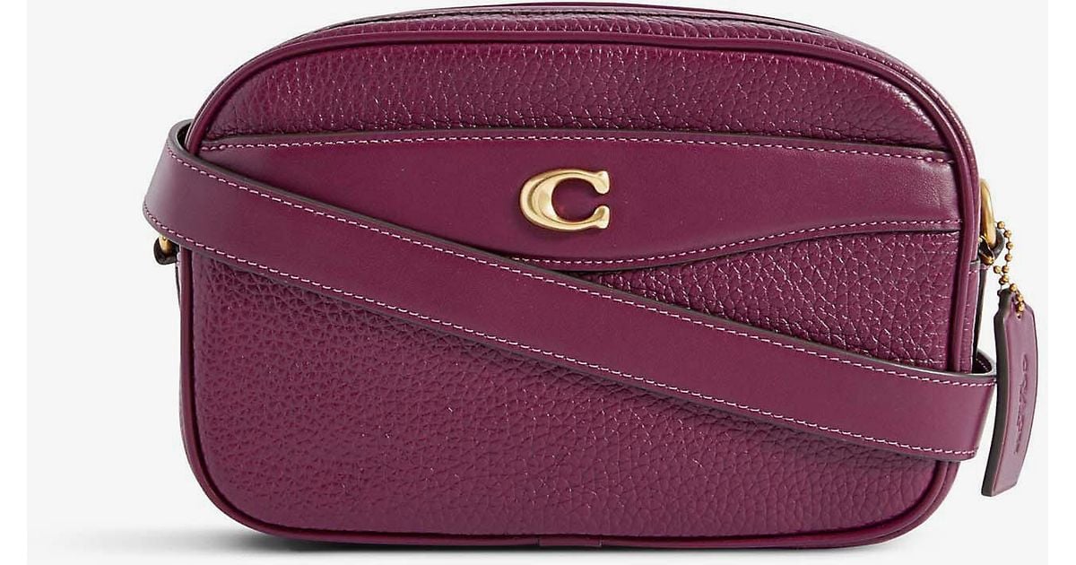 COACH Logoembellished Leather Crossbody Camera Bag in Purple Lyst