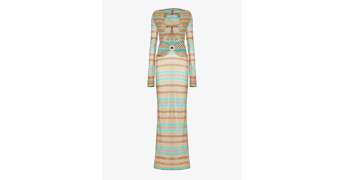 Jaded London Allure Striped Woven-blend Maxi Dress in Metallic | Lyst
