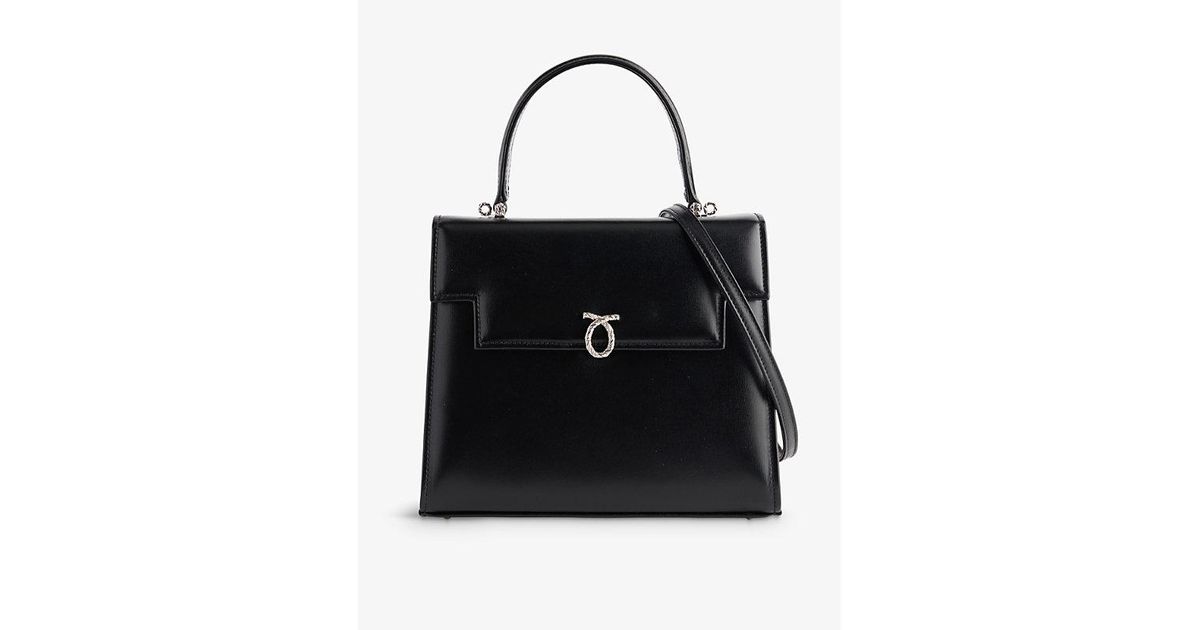 Launer Traviata Leather Tophandle Bag in Black Lyst