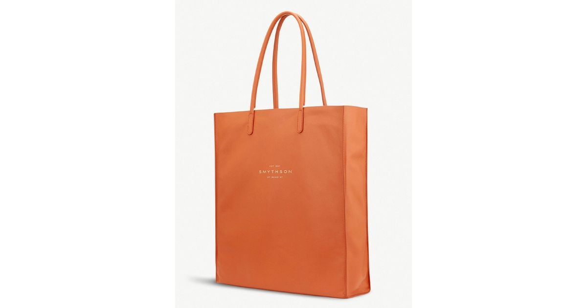 Smythson Kingly Leather Tote in Orange | Lyst