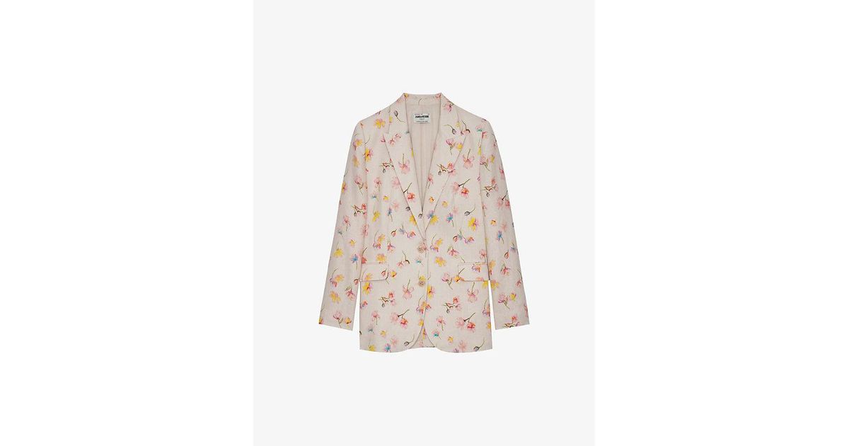 Zadig & Voltaire Vegy Floral-print Linen Jacket in White | Lyst
