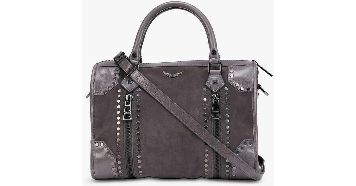 Zadig &amp; Voltaire Sunny Medium #2 Studded Suede Bowling Bag in Grey