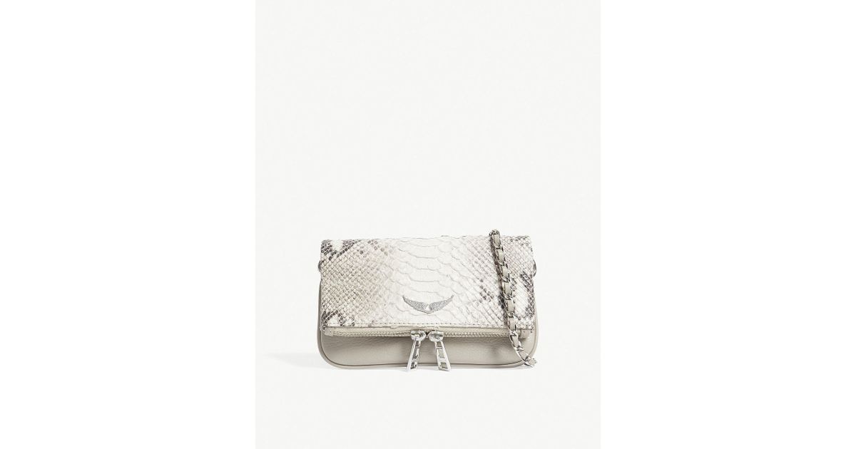 Zadig & Voltaire Rock Savage Nano Snake-embossed Leather Cross-body Bag in  Beige (Natural) | Lyst