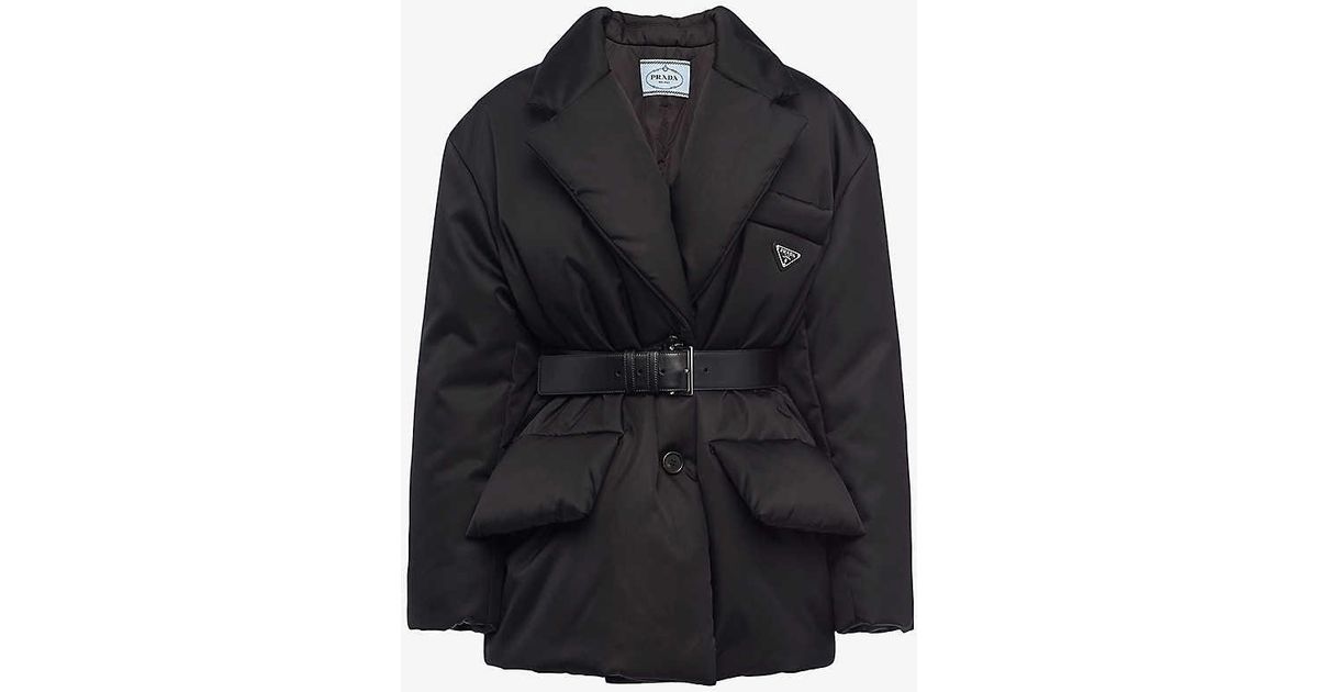Prada belted quilted sales shell down coat