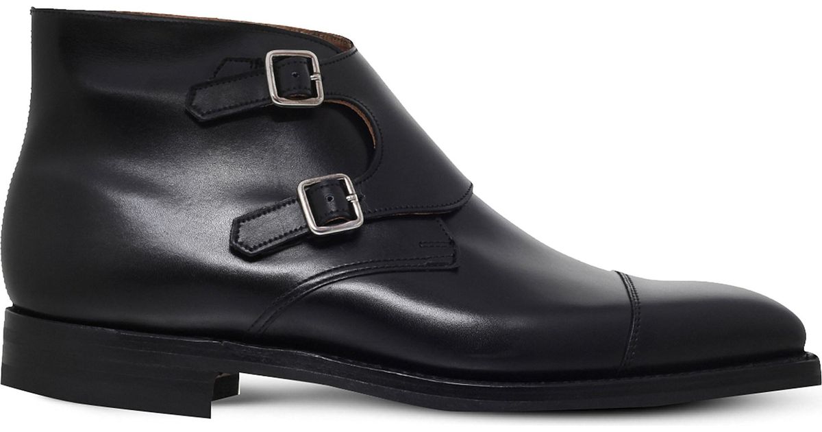 Crockett & Jones Camberley Leather Double Monk Boots in Black for Men ...