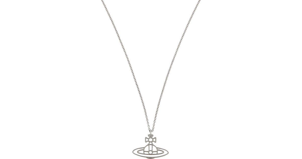 Vivienne Westwood Silver Thin Lines Flat Orb Necklace in Blue | Lyst