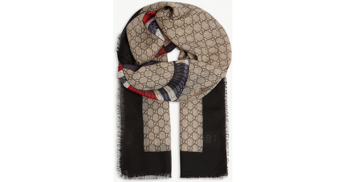 Gucci Wool Snake Print Scarf in Beige (Natural) for Men Lyst
