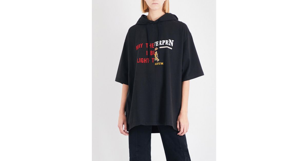 Vetements Antwerp Cotton-jersey Hoody in Black - Lyst