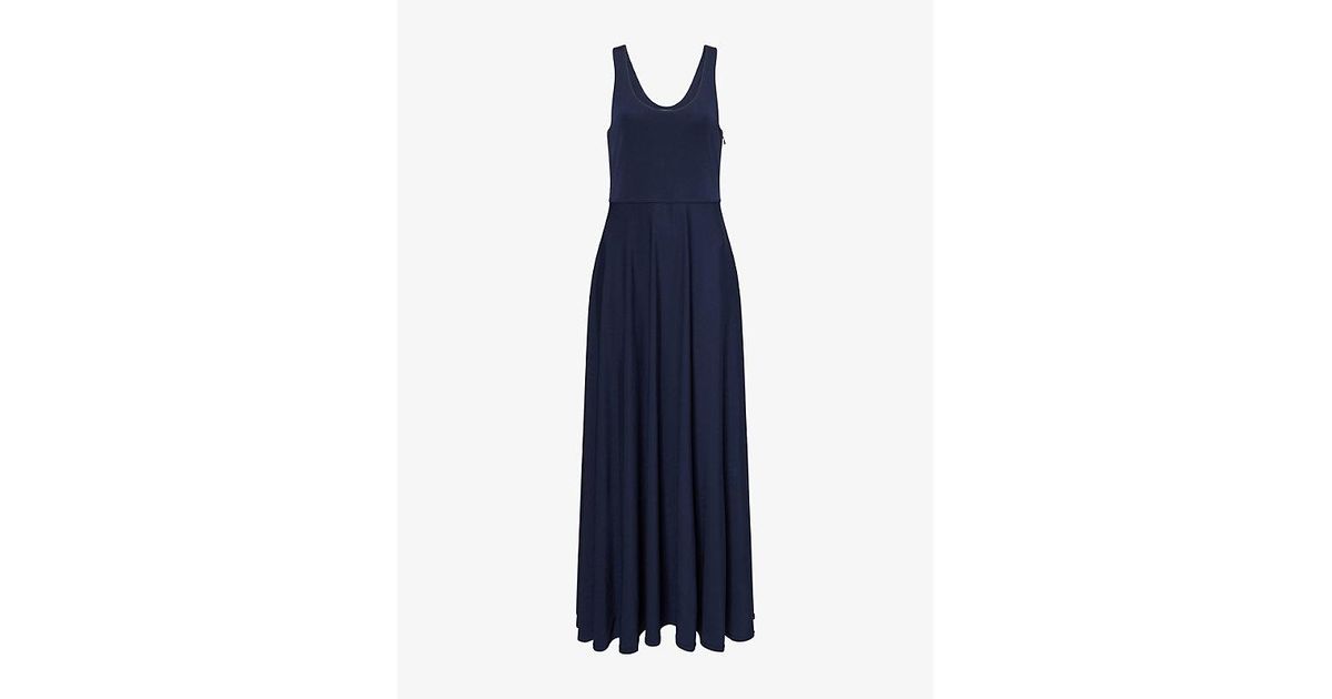 Polo Ralph Lauren Scoop-Neck Sleeveless Stretch-Jersey Maxi Dress in Blue |  Lyst UK