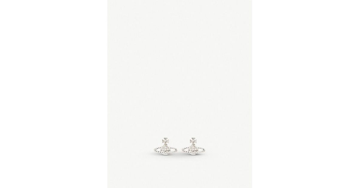 Vivienne Westwood Ladies Crystal And Rhodium Silver Orb Design Mayfair Bas Relief Earrings in